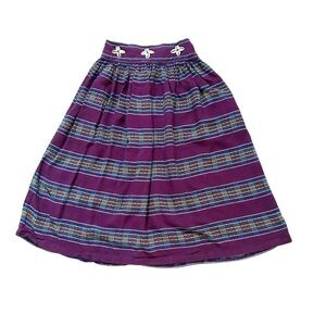 Vintage Purple Woven Skirt With Unique Shells on Waistband 60’s Daiquiri Small